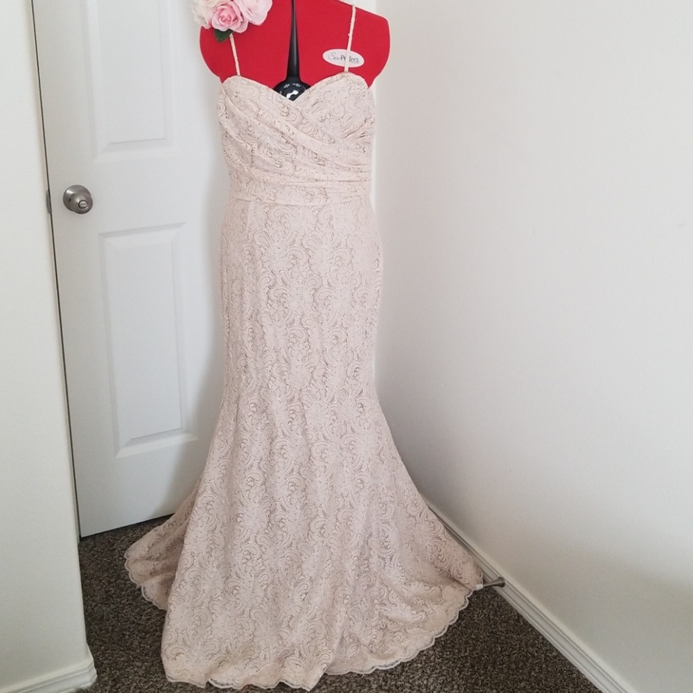 Watters & Watters Cream Lace Formal Dress